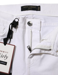 Dolce & Gabbana Weiße Jeans mit Blumenstickerei GIRLY