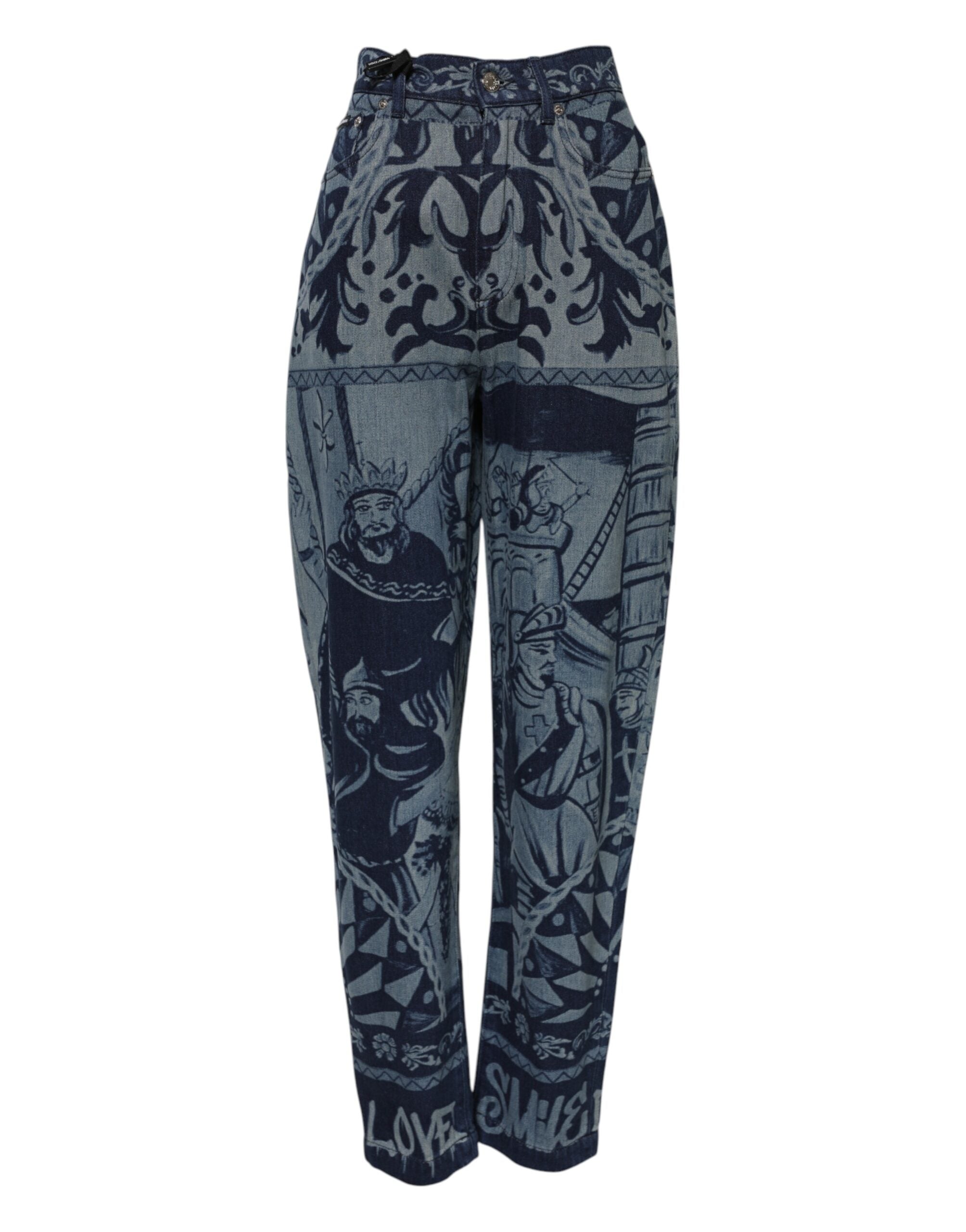 Dolce & Gabbana Tapered Denim Jeans mit blauem Grafikprint