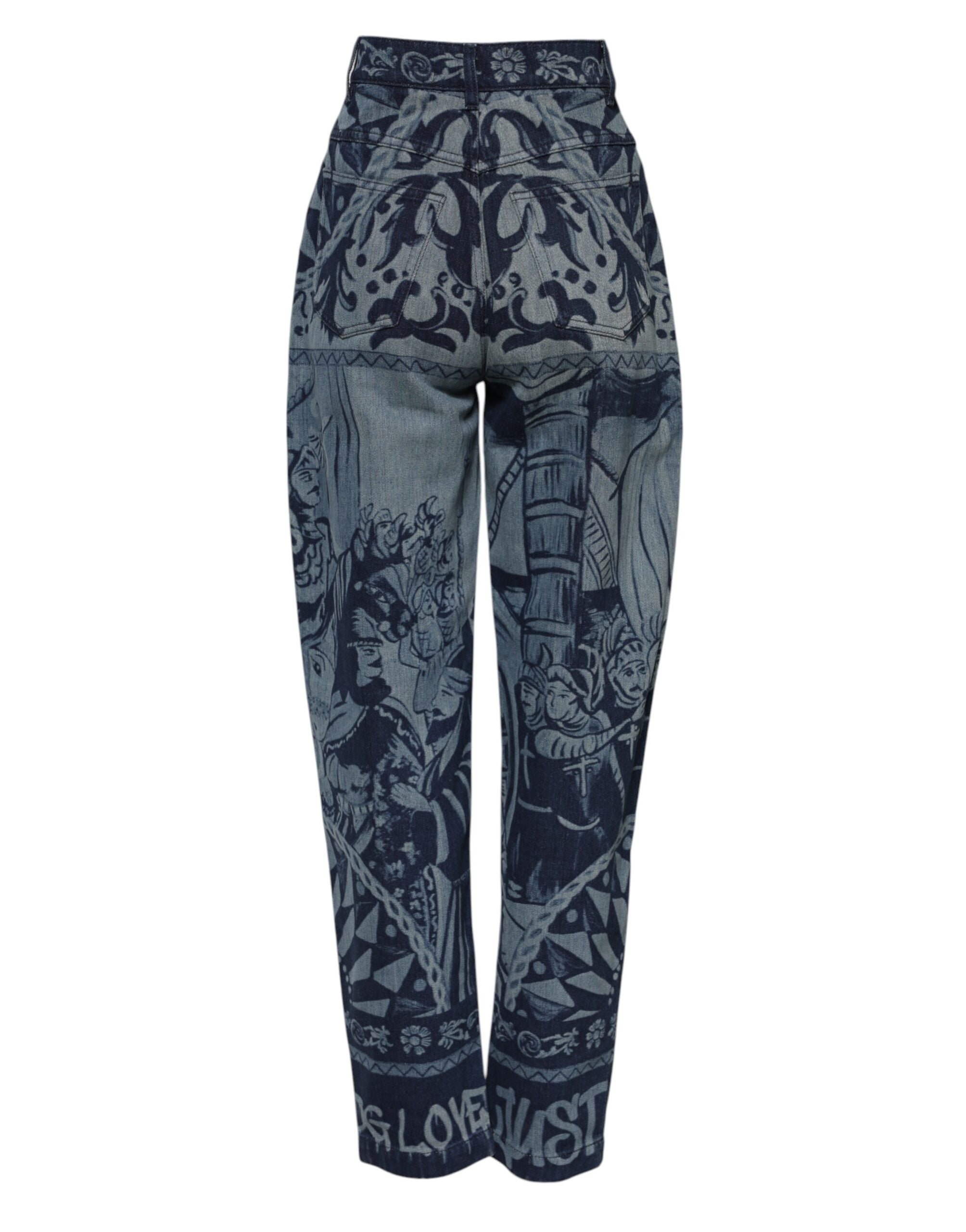 Dolce & Gabbana Tapered Denim Jeans mit blauem Grafikprint