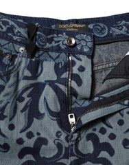 Dolce & Gabbana Tapered Denim Jeans mit blauem Grafikprint