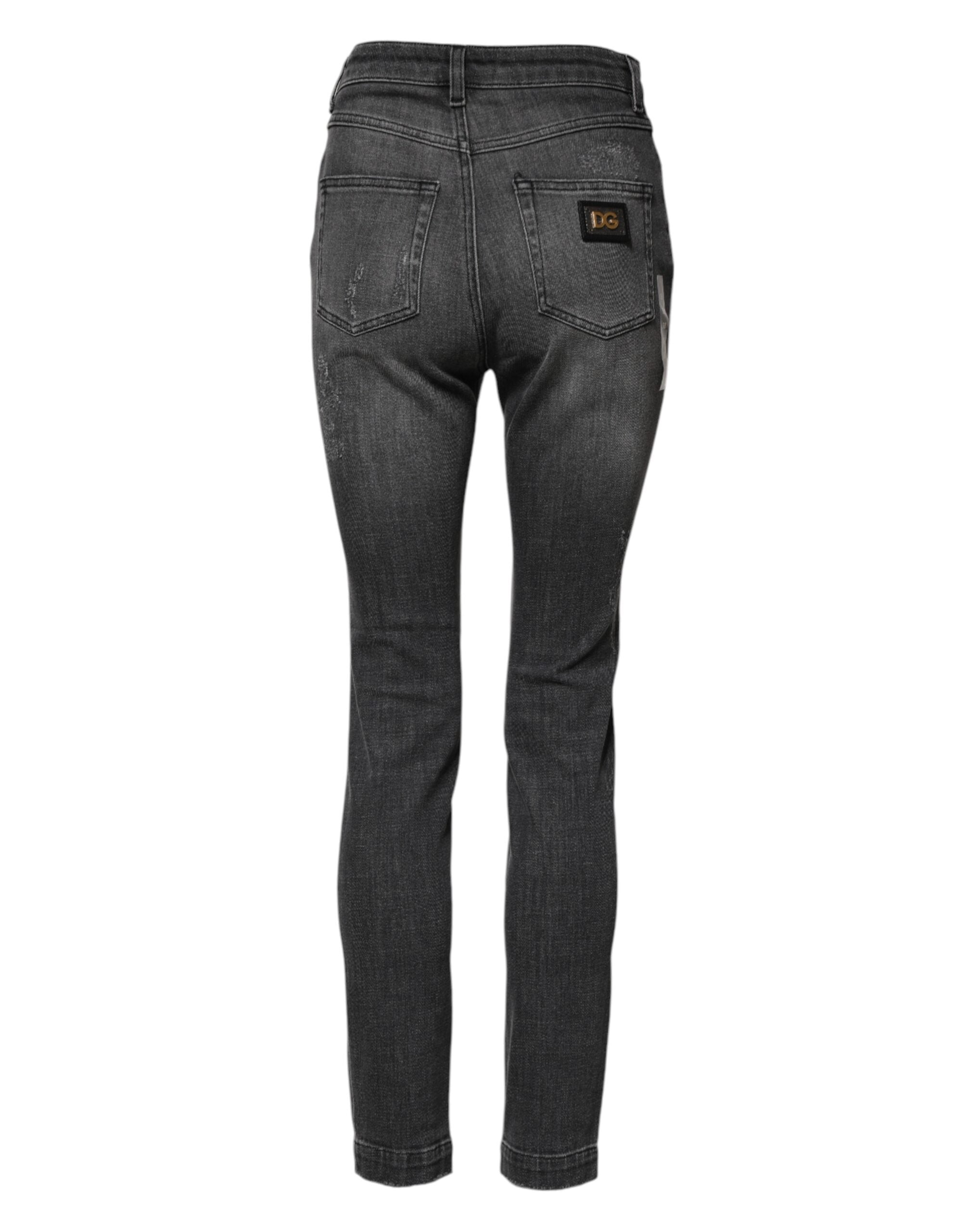 Dolce & Gabbana Dunkelgraue AUDREY Baumwoll-Skinny-Jeans