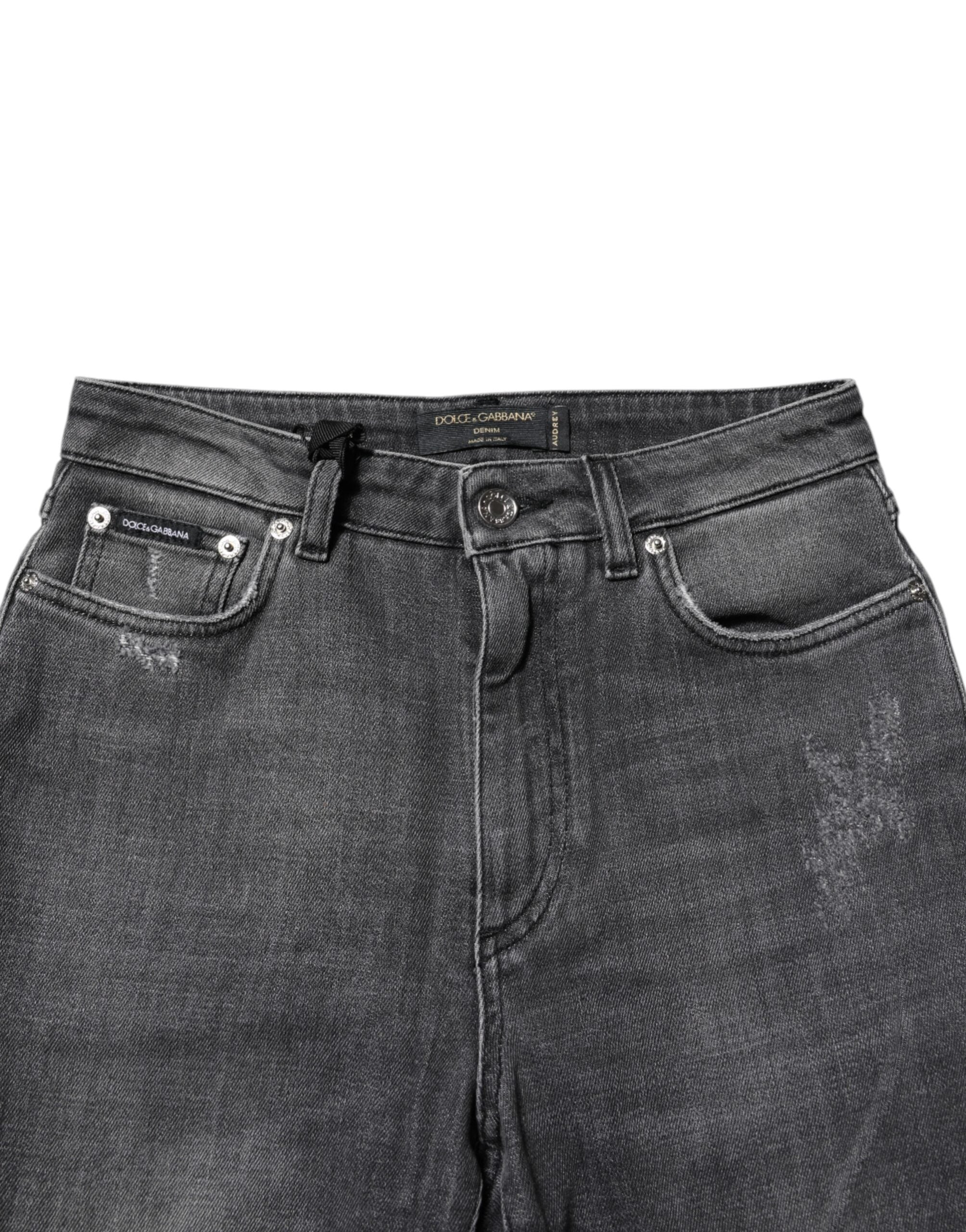 Dolce & Gabbana Dunkelgraue AUDREY Baumwoll-Skinny-Jeans