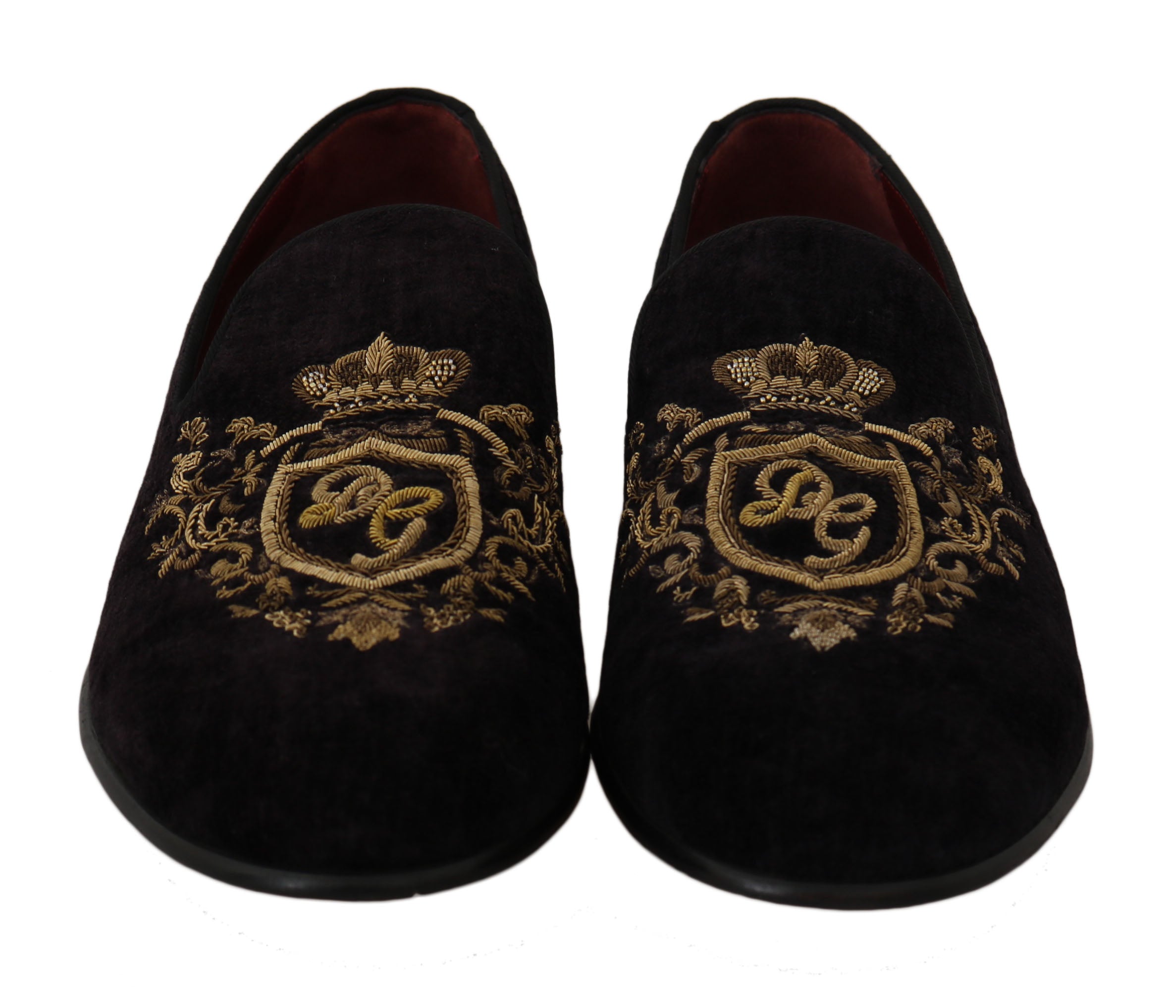 Dolce & Gabbana Loafer Schwarz Samt Goldene Krone