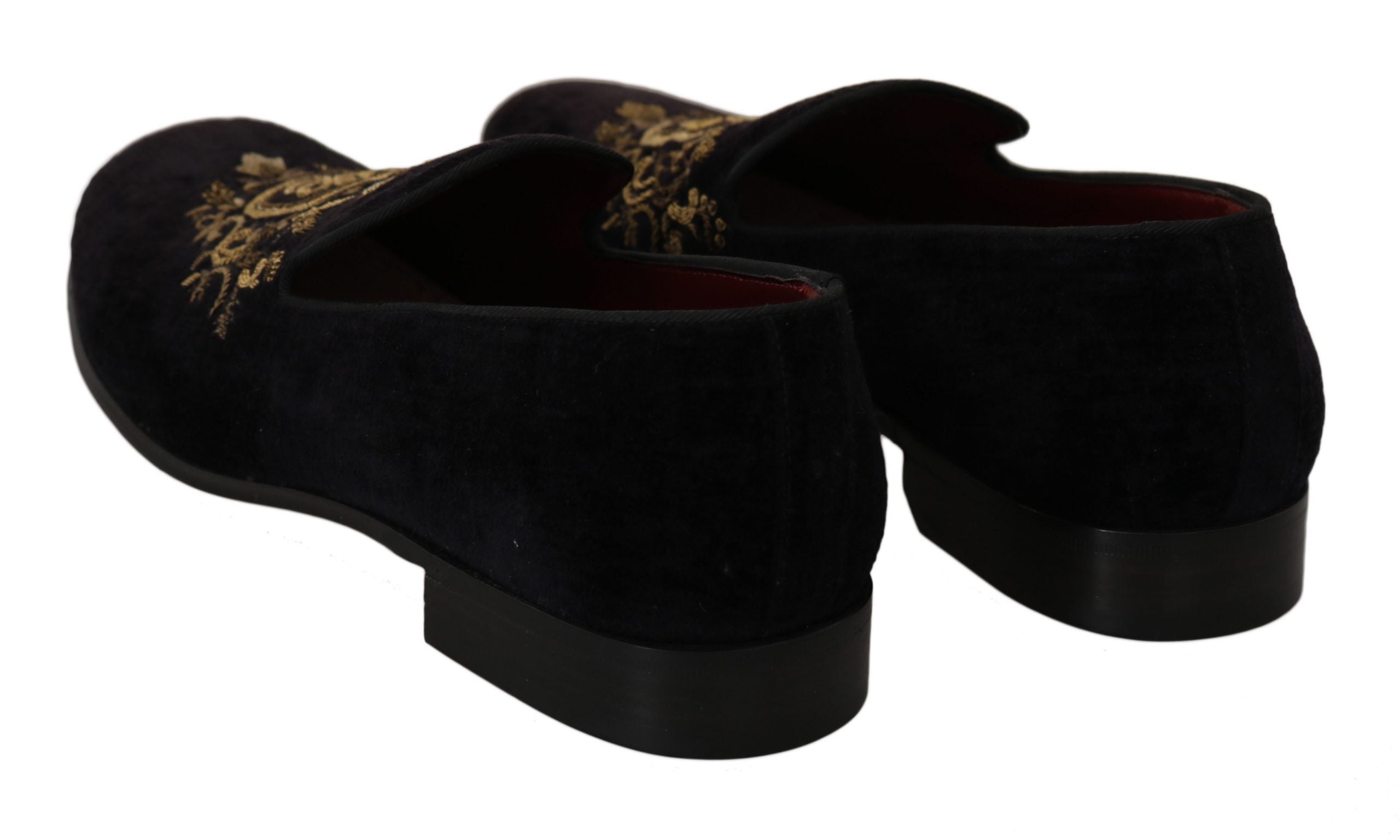 Dolce & Gabbana Loafer Schwarz Samt Goldene Krone
