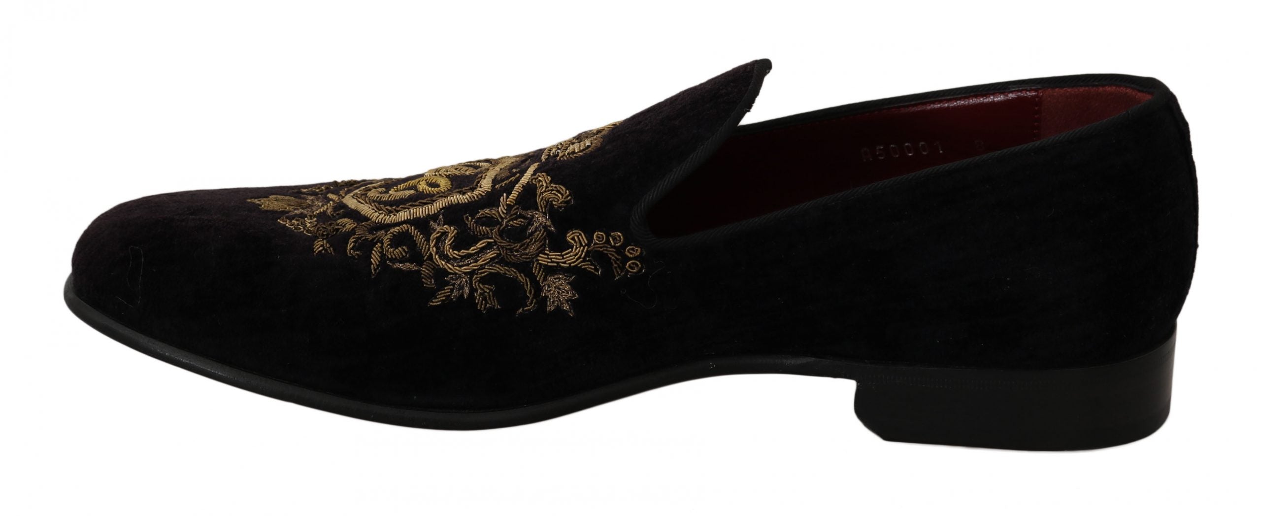 Dolce & Gabbana Loafer Schwarz Samt Goldene Krone