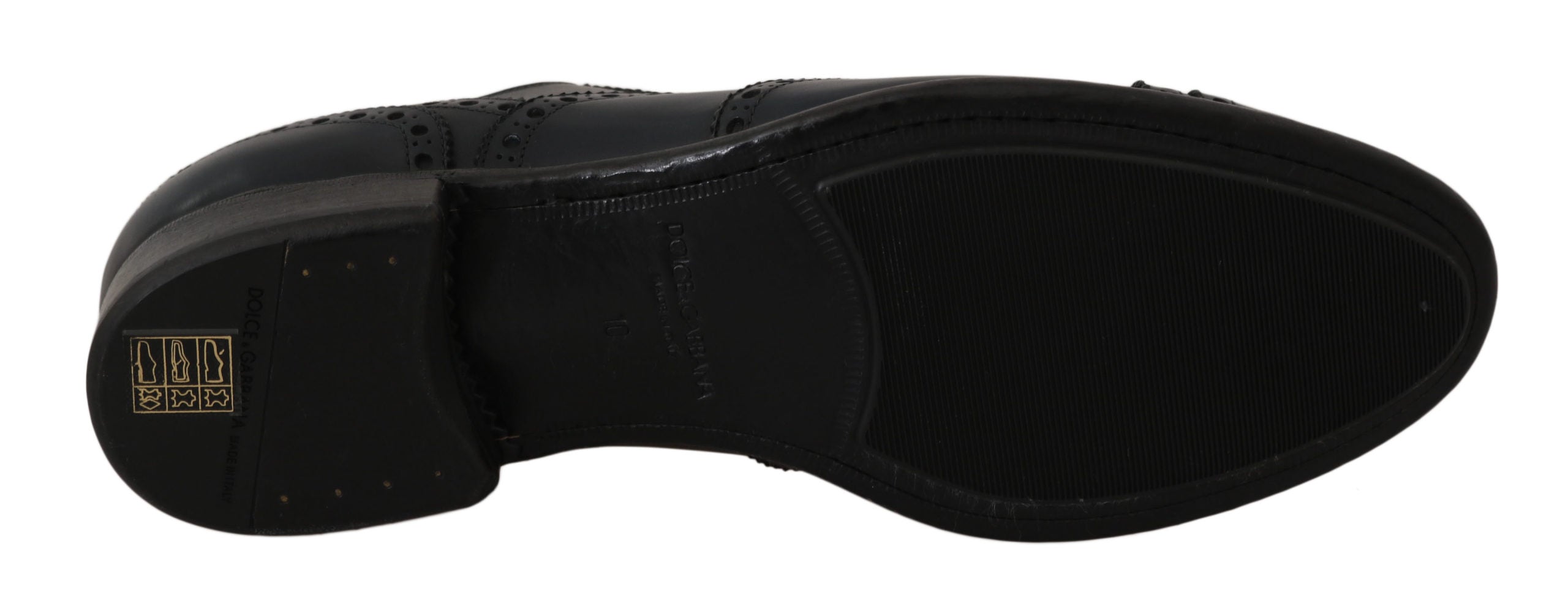 Dolce & Gabbana Dunkelblaue Oxford-Slipper mit Flügelkappen aus Leder