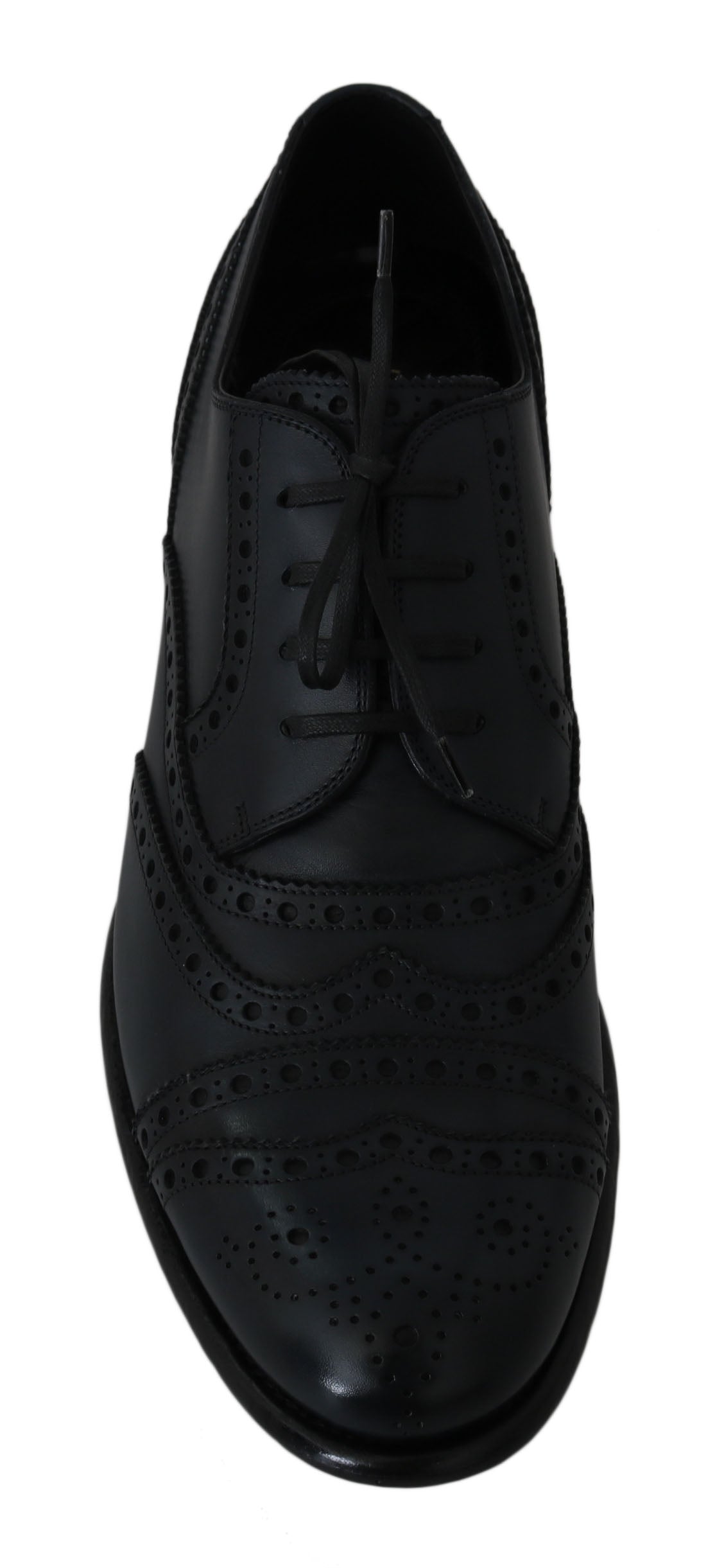 Dolce & Gabbana Dunkelblaue Oxford-Slipper mit Flügelkappen aus Leder