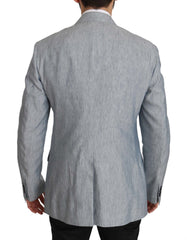 Dolce & Gabbana Blauer Leinen Sakko Jacke Blazer Neapel