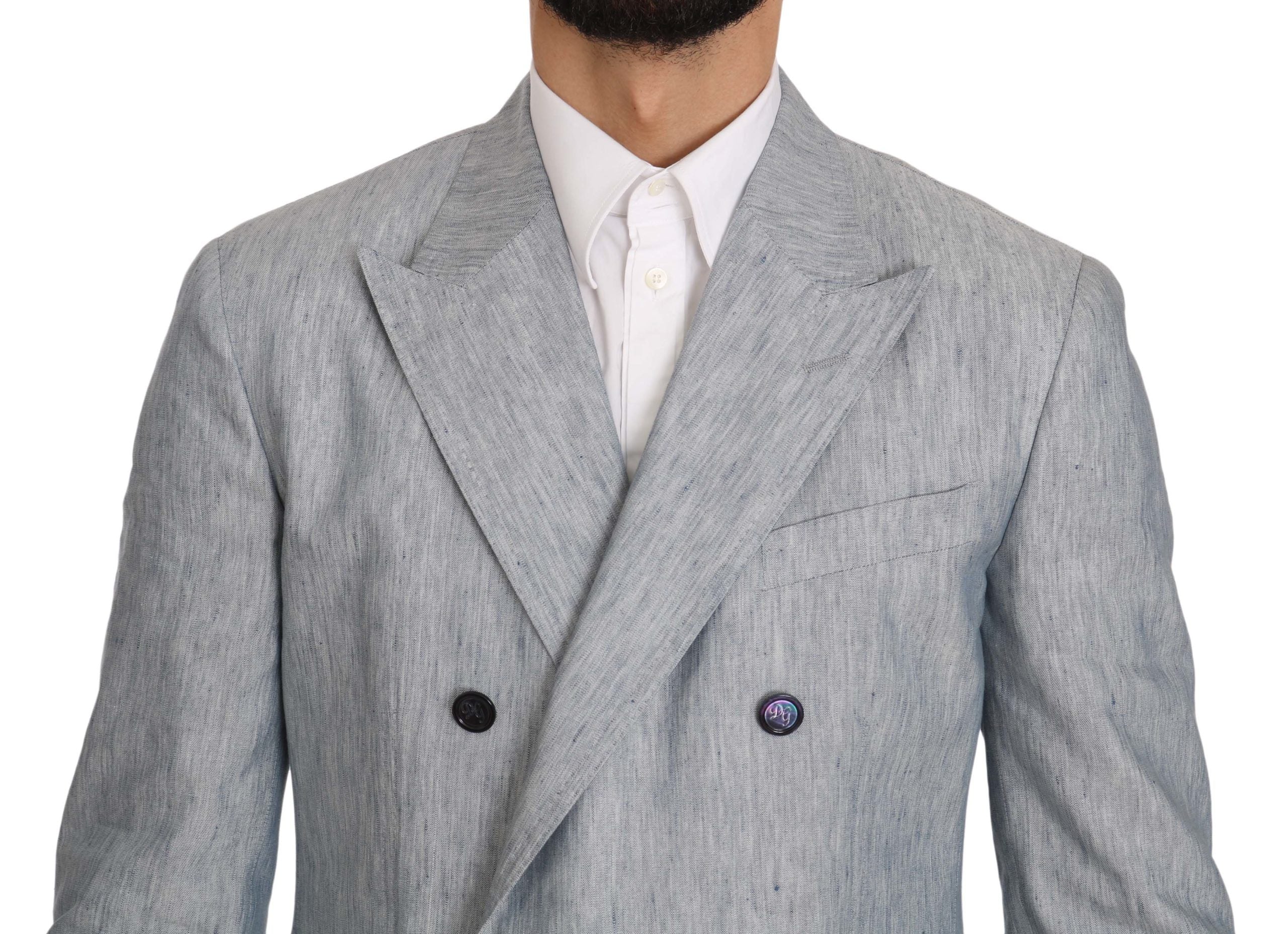 Dolce & Gabbana Blauer Leinen Sakko Jacke Blazer Neapel