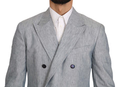 Dolce & Gabbana Blauer Leinen Sakko Jacke Blazer Neapel