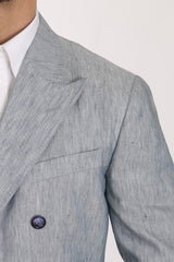 Dolce & Gabbana Blauer Leinen Sakko Jacke Blazer Neapel