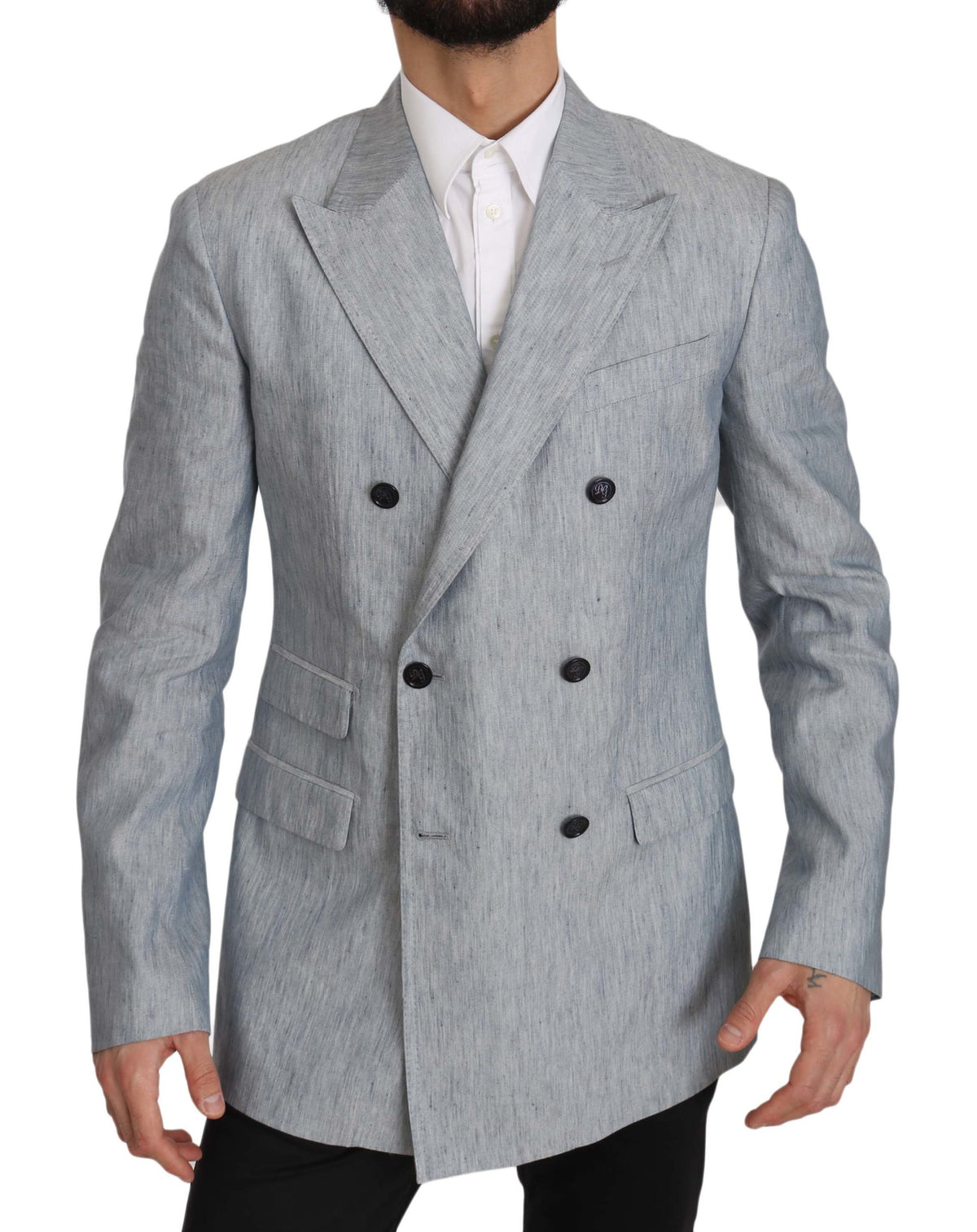 Dolce & Gabbana Blauer Leinen Sakko Jacke Blazer Neapel
