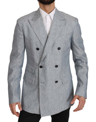 Dolce & Gabbana Blauer Leinen Sakko Jacke Blazer Neapel