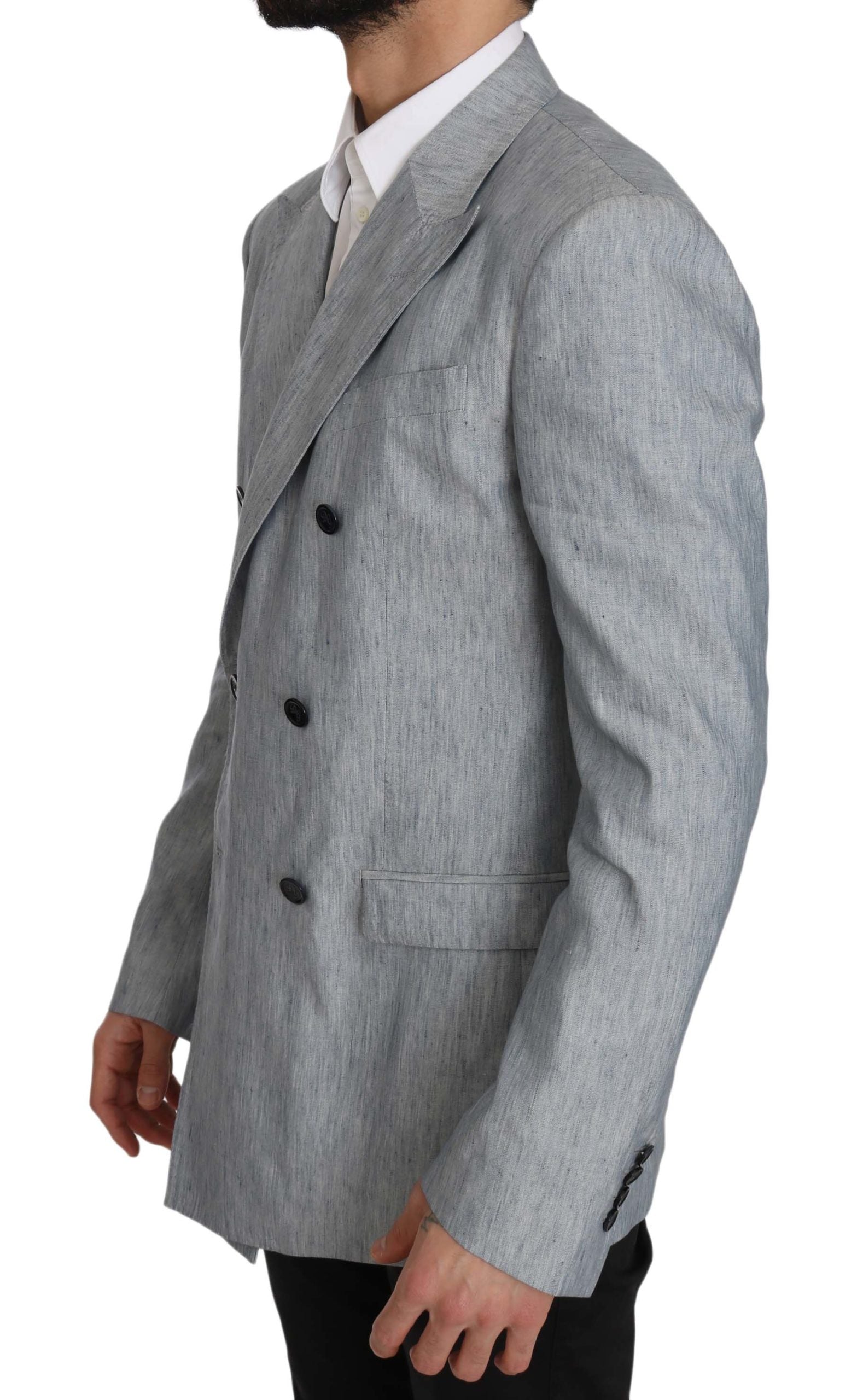 Dolce & Gabbana Blauer Leinen Sakko Jacke Blazer Neapel