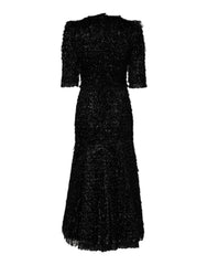 Dolce & Gabbana Metallic-schwarzes A-Linien Midikleid aus Polyester