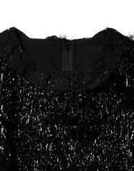 Dolce & Gabbana Metallic-schwarzes A-Linien Midikleid aus Polyester