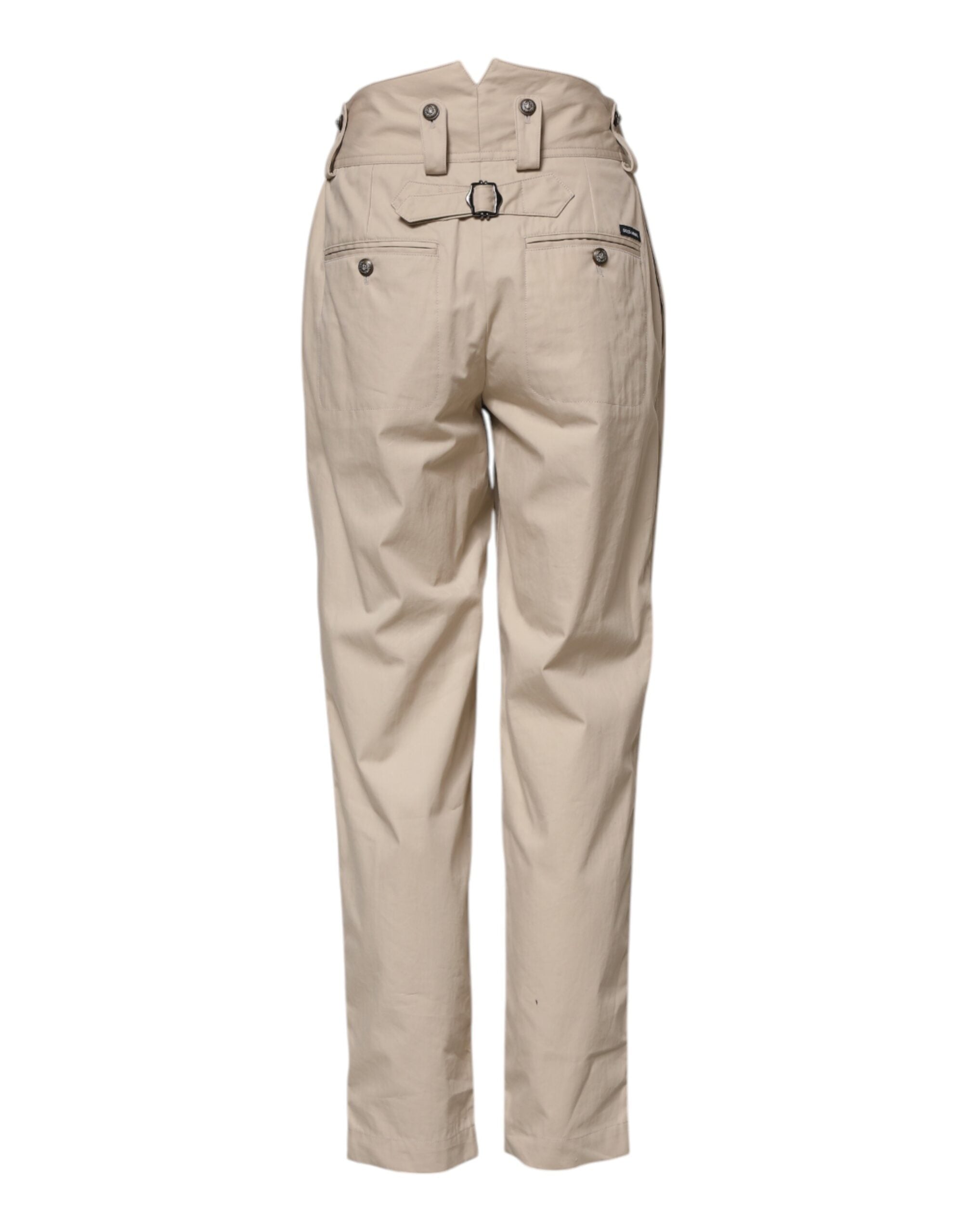 Dolce & Gabbana Beige Katoenen Broek met Hoge Taille