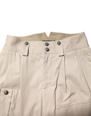 Dolce & Gabbana Beige Katoenen Broek met Hoge Taille