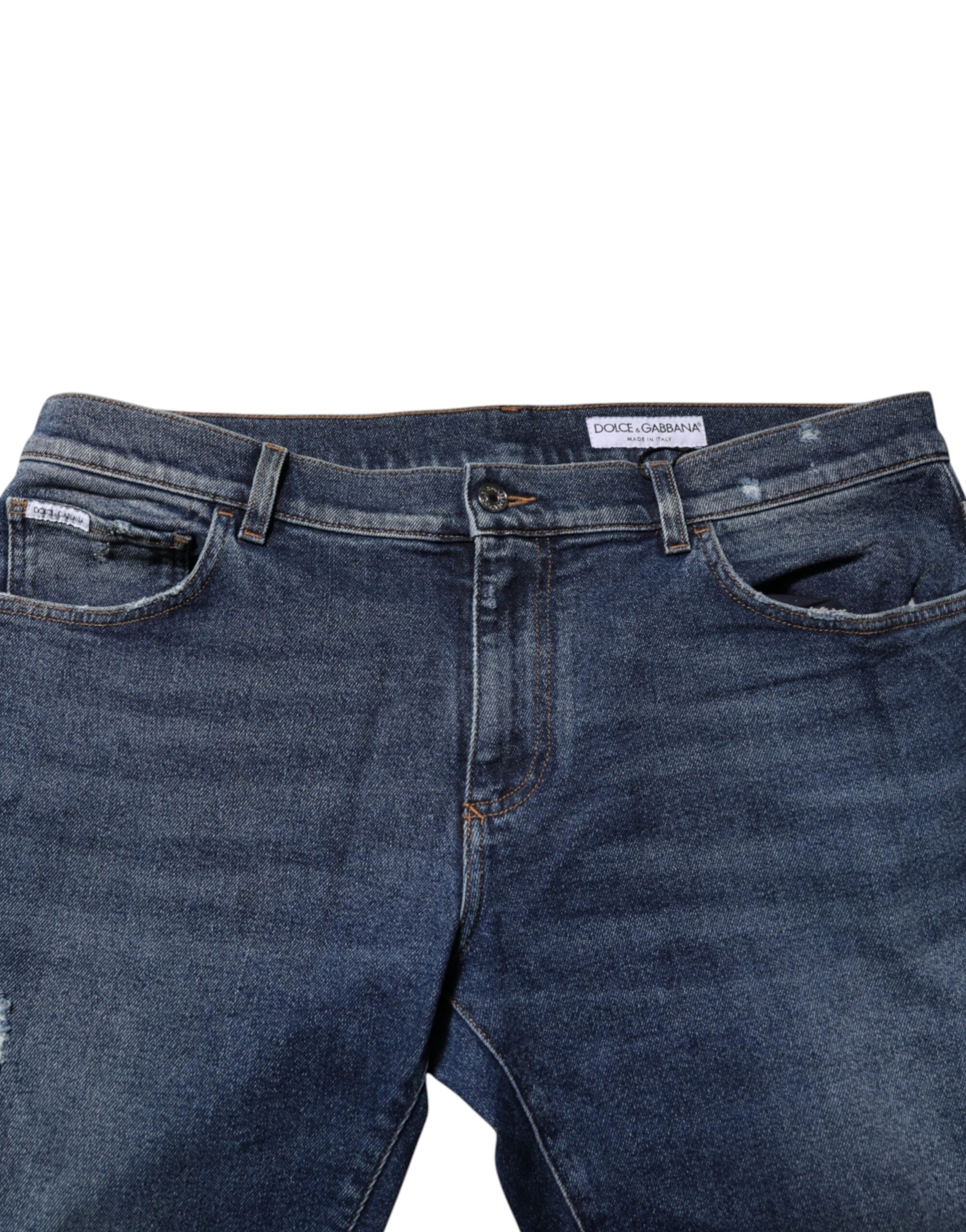 Dolce & Gabbana Blaue Jeans aus Baumwolle mit mittlerer Bundhöhe im geraden Schnitt