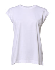 Dolce & Gabbana Weißes ärmelloses Damen Tanktop aus Baumwolle
