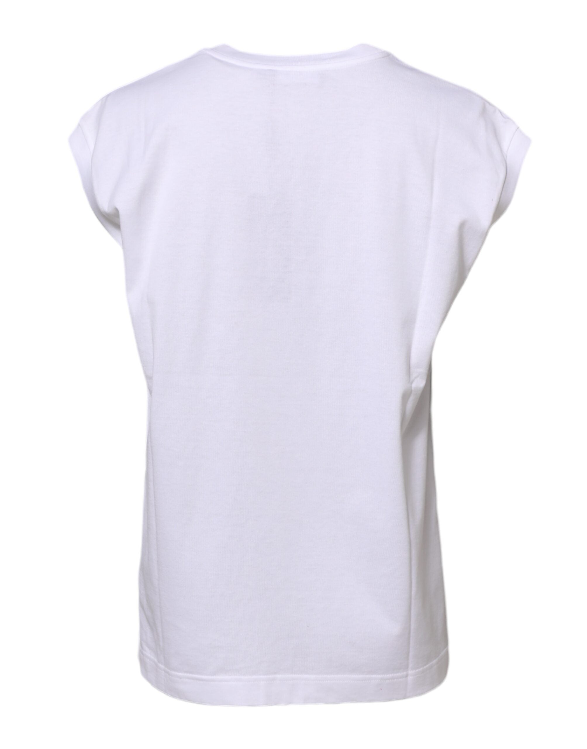 Dolce & Gabbana Weißes ärmelloses Damen Tanktop aus Baumwolle