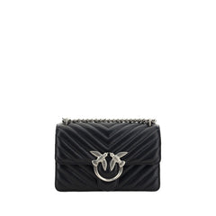 PINKO Black Calf Leather Bos Taurus Shoulder Bag