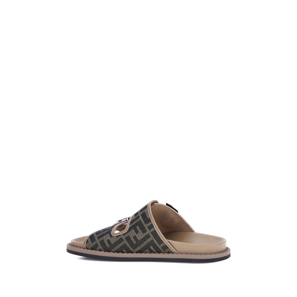 Fendi bruin kalfsleren Bos Taurus platte sandalen