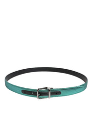 Dolce & Gabbana Groen Zwart Polyester Metalen Gesp Riem