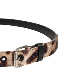 Dolce & Gabbana Bruine Luipaard Zilveren Metalen Gesp Riem