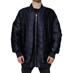 Dolce & Gabbana Donkerblauwe Gewatteerde Bomberjack met Volledige Ritssluiting