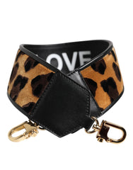 Dolce & Gabbana Schwarzer Leopardenmuster Umkehrbarer Taschenschultergurt