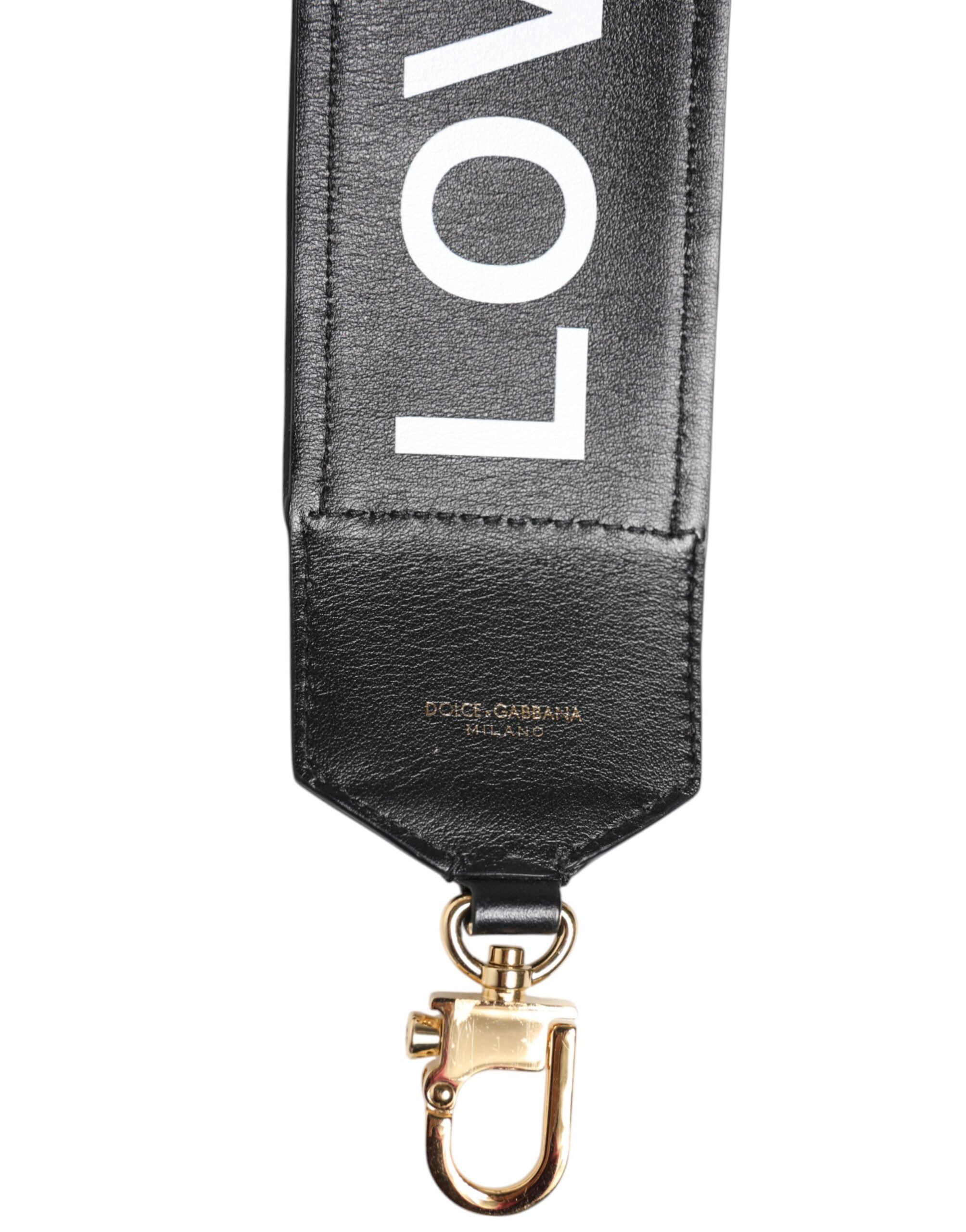 Dolce & Gabbana Schwarzer Leopardenmuster Umkehrbarer Taschenschultergurt