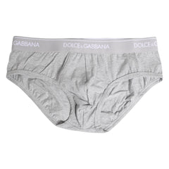 Dolce & Gabbana Graue Baumwoll-Stretch Regular Brief Unterwäsche