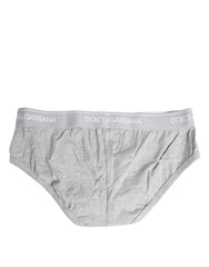 Dolce & Gabbana Graue Baumwoll-Stretch Regular Brief Unterwäsche