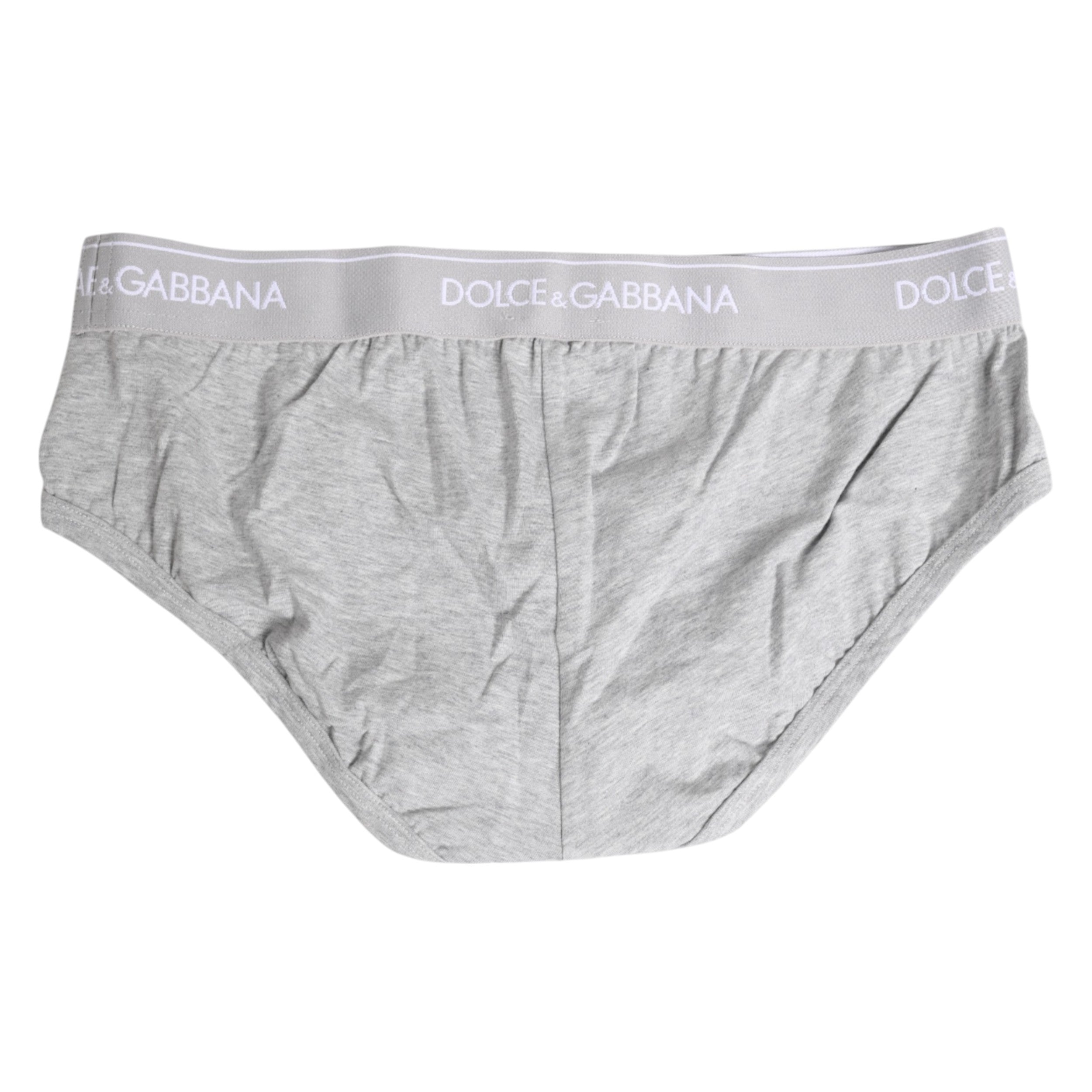 Dolce & Gabbana Graue Baumwoll-Stretch Regular Brief Unterwäsche