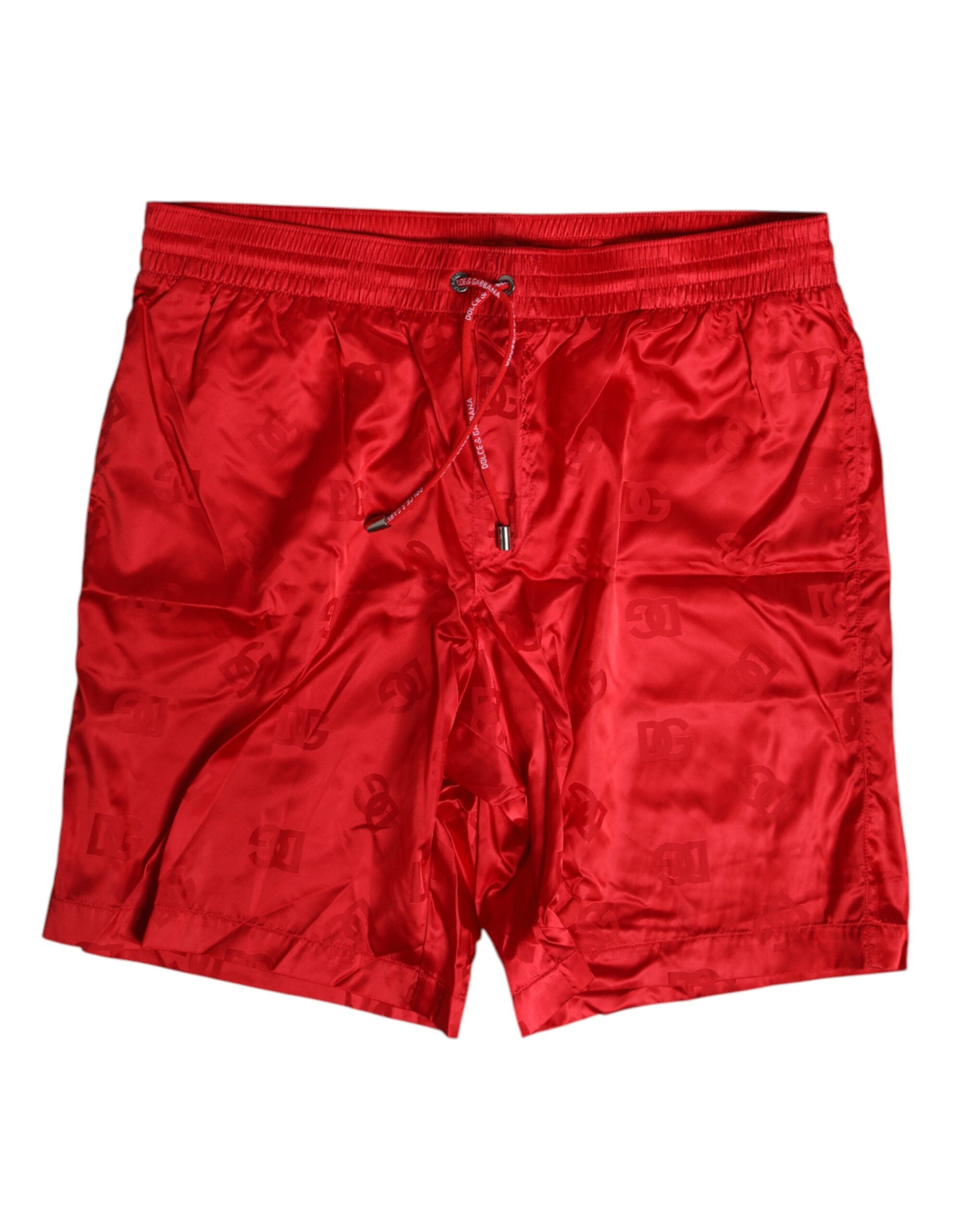Dolce & Gabbana Rote Nylon Badehose mit Kordelzug