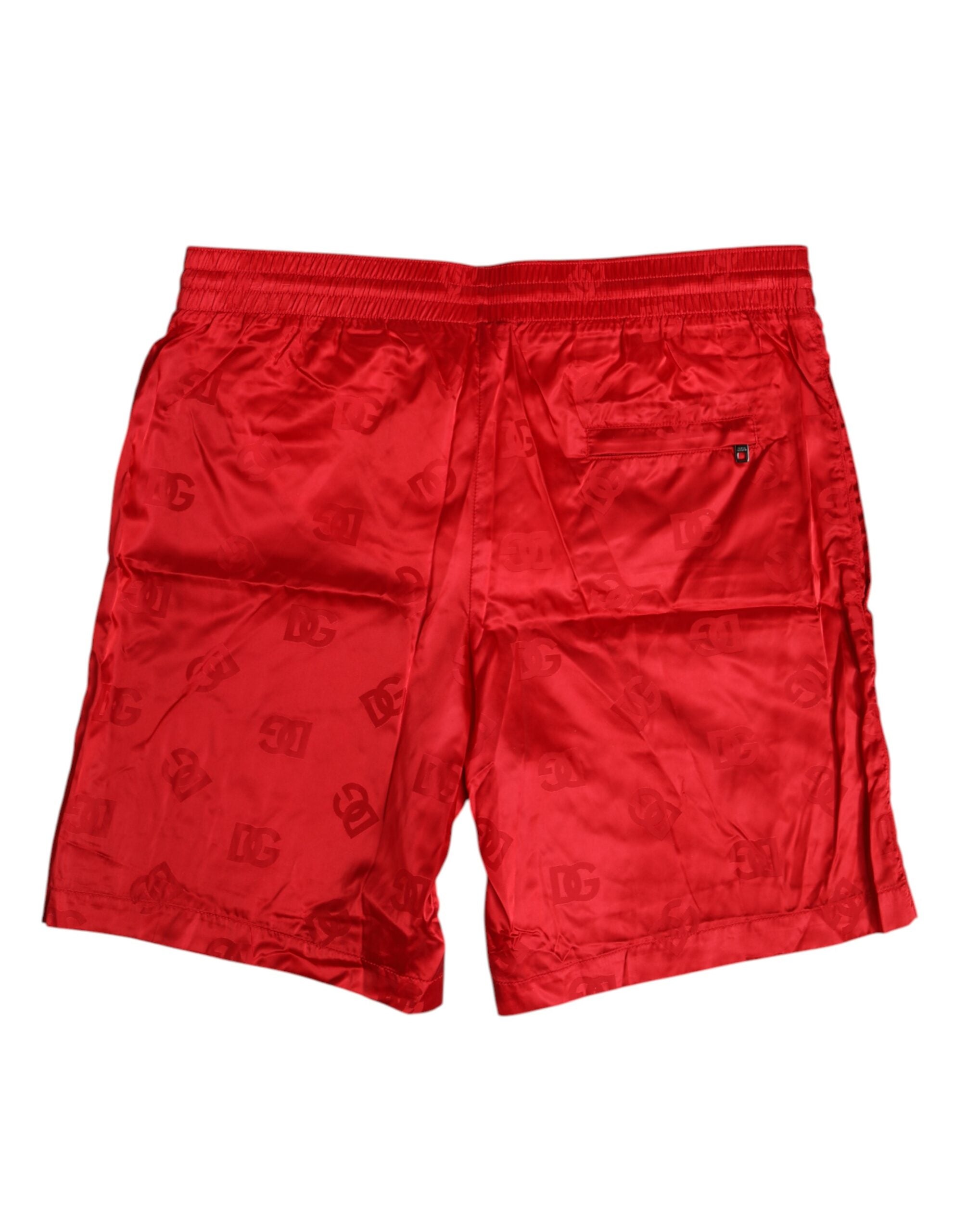 Dolce & Gabbana Rote Nylon Badehose mit Kordelzug