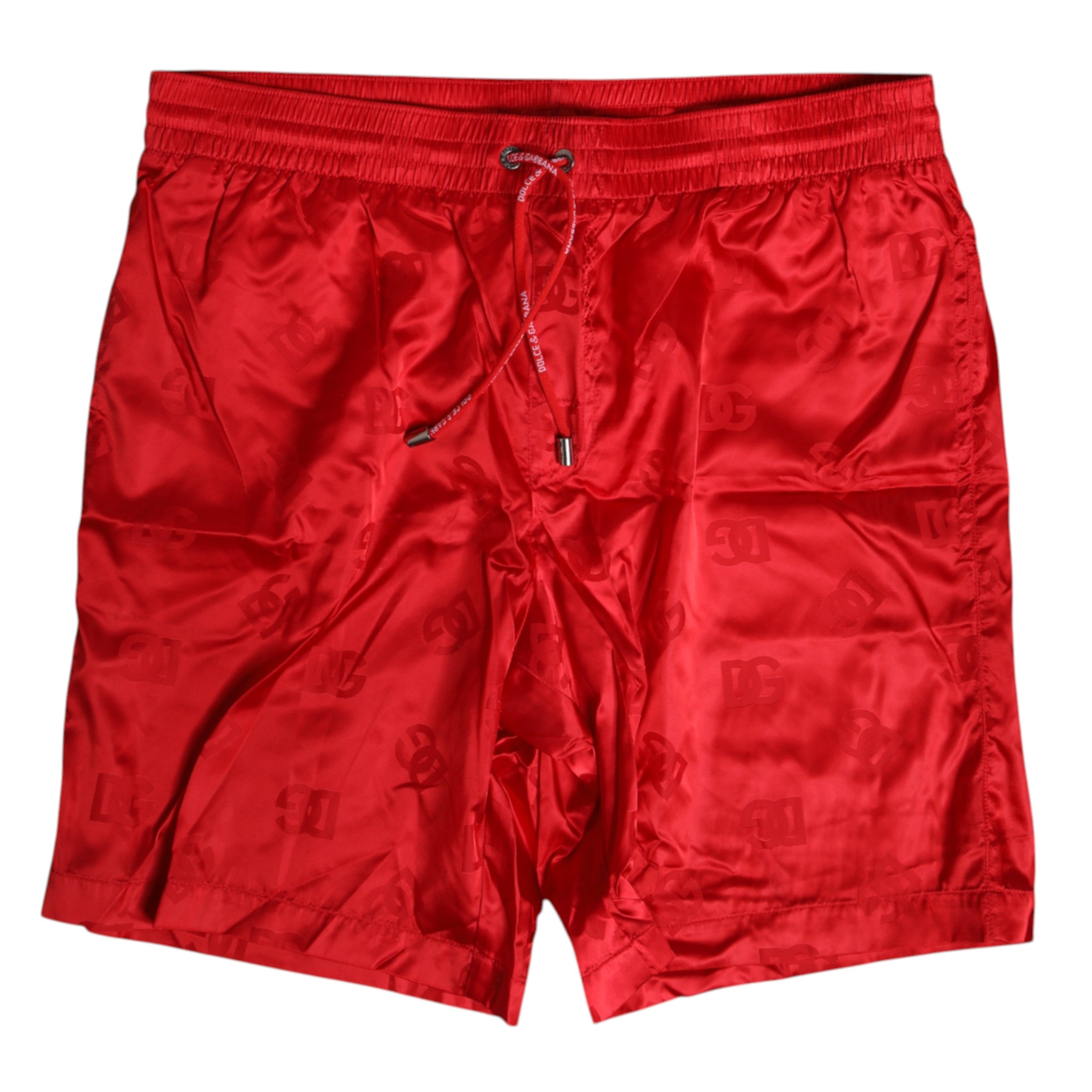 Dolce & Gabbana Rote Nylon Badehose mit Kordelzug