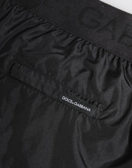 Dolce & Gabbana Black Logo Print Beachwear Men Shorts Swimwear