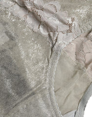 Dolce & Gabbana Gray Cotton Floral Lace High Waist Panty Underwear