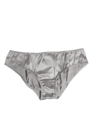 Dolce & Gabbana Graue Seiden-Stretch-Höschen Unterwäsche mit niedriger Taille