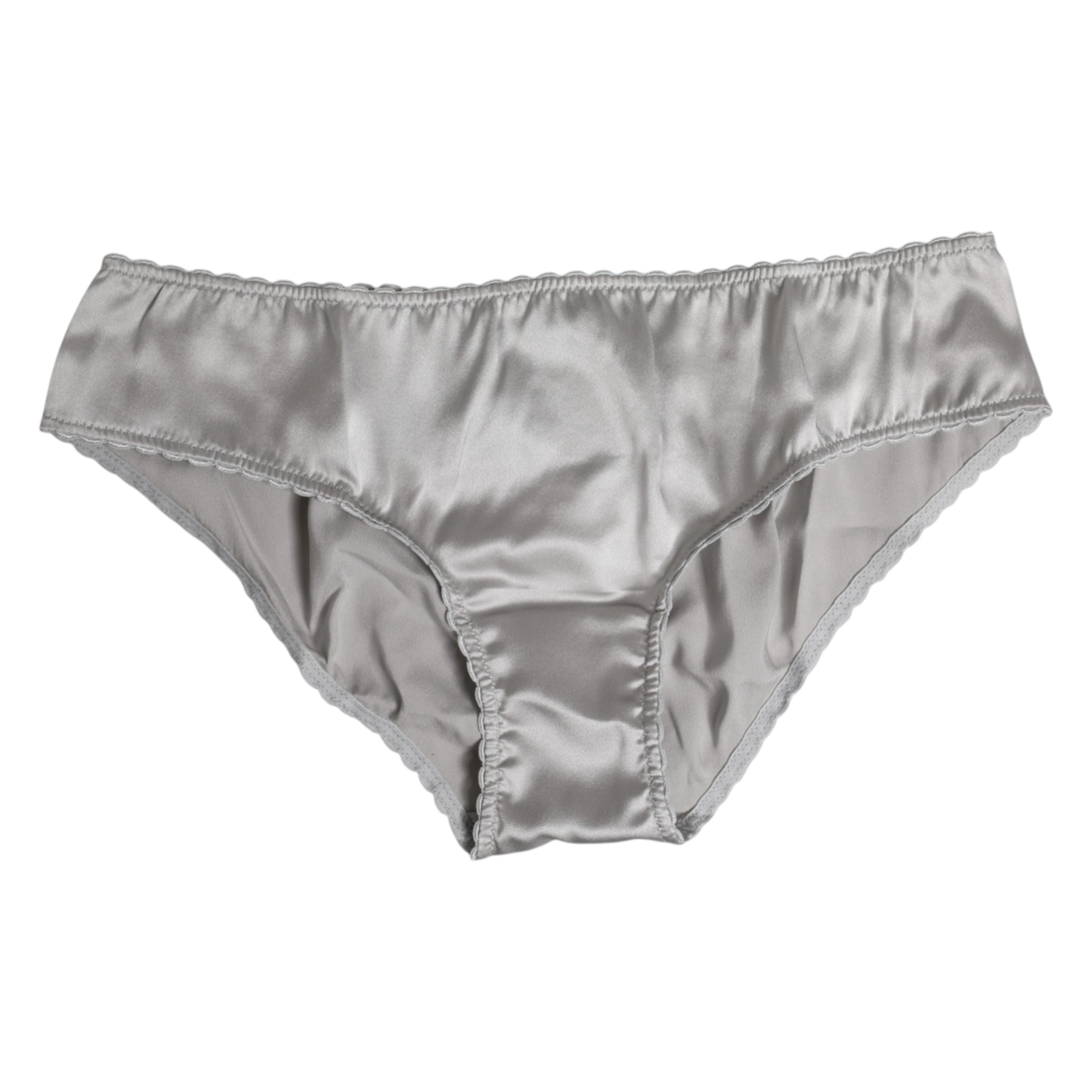 Dolce & Gabbana Graue Seiden-Stretch-Höschen Unterwäsche mit niedriger Taille