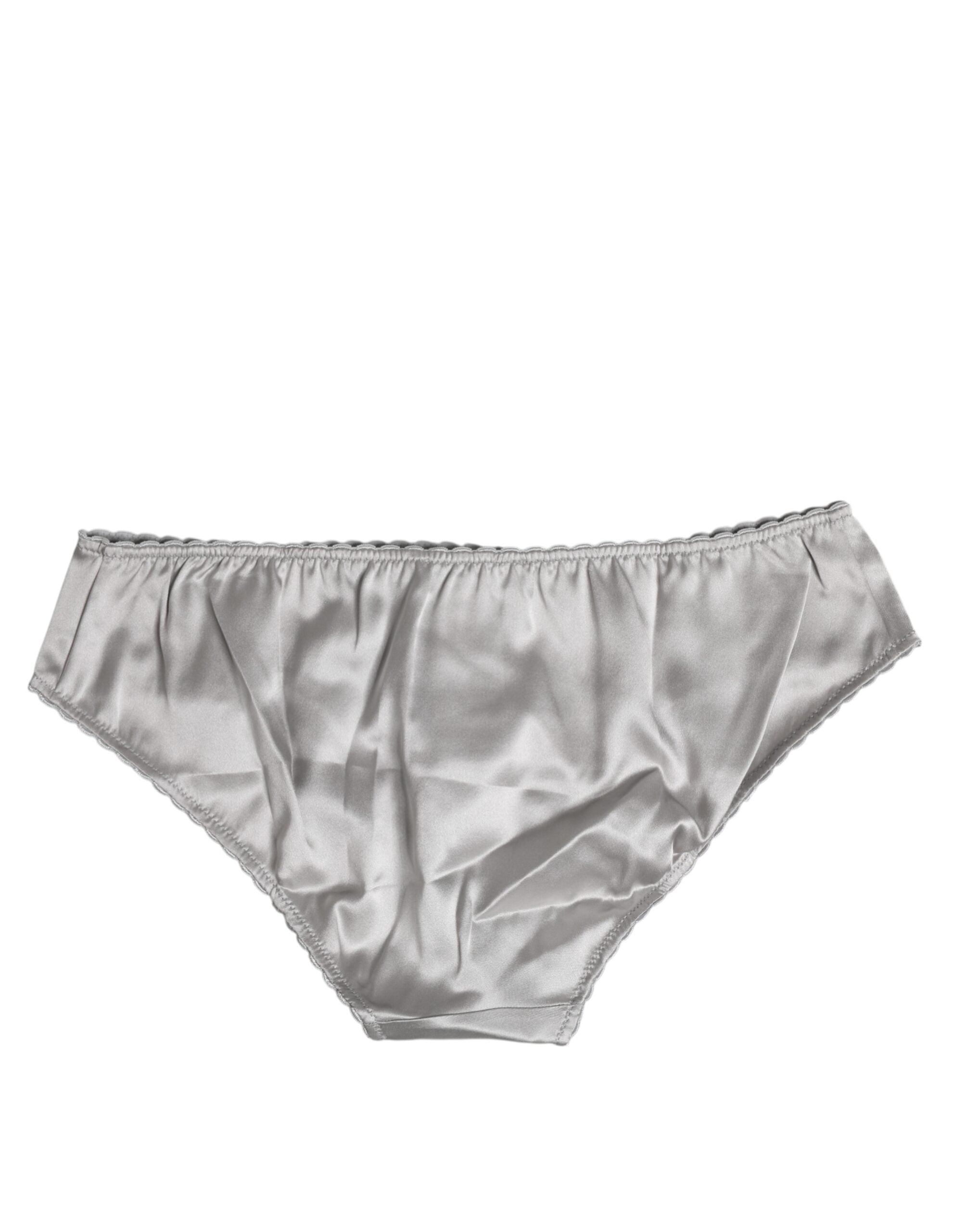 Dolce & Gabbana Graue Seiden-Stretch-Höschen Unterwäsche mit niedriger Taille
