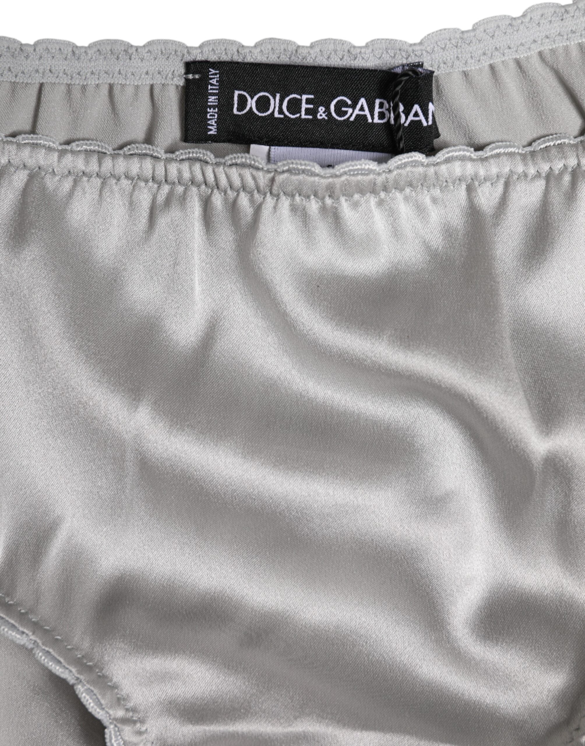 Dolce & Gabbana Graue Seiden-Stretch-Höschen Unterwäsche mit niedriger Taille