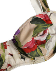 Dolce & Gabbana Beige Floraler Balconette Bügel-BH Unterwäsche