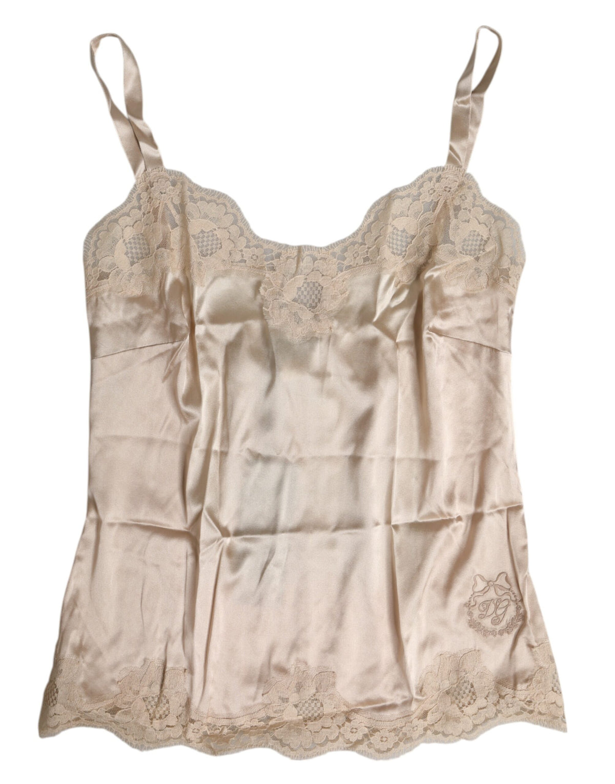 Dolce & Gabbana Beige Spitze Seide Satin Tank Top Dessous Unterwäsche