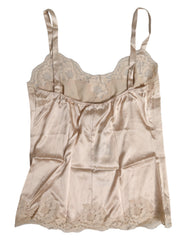 Dolce & Gabbana Beige Spitze Seide Satin Tank Top Dessous Unterwäsche
