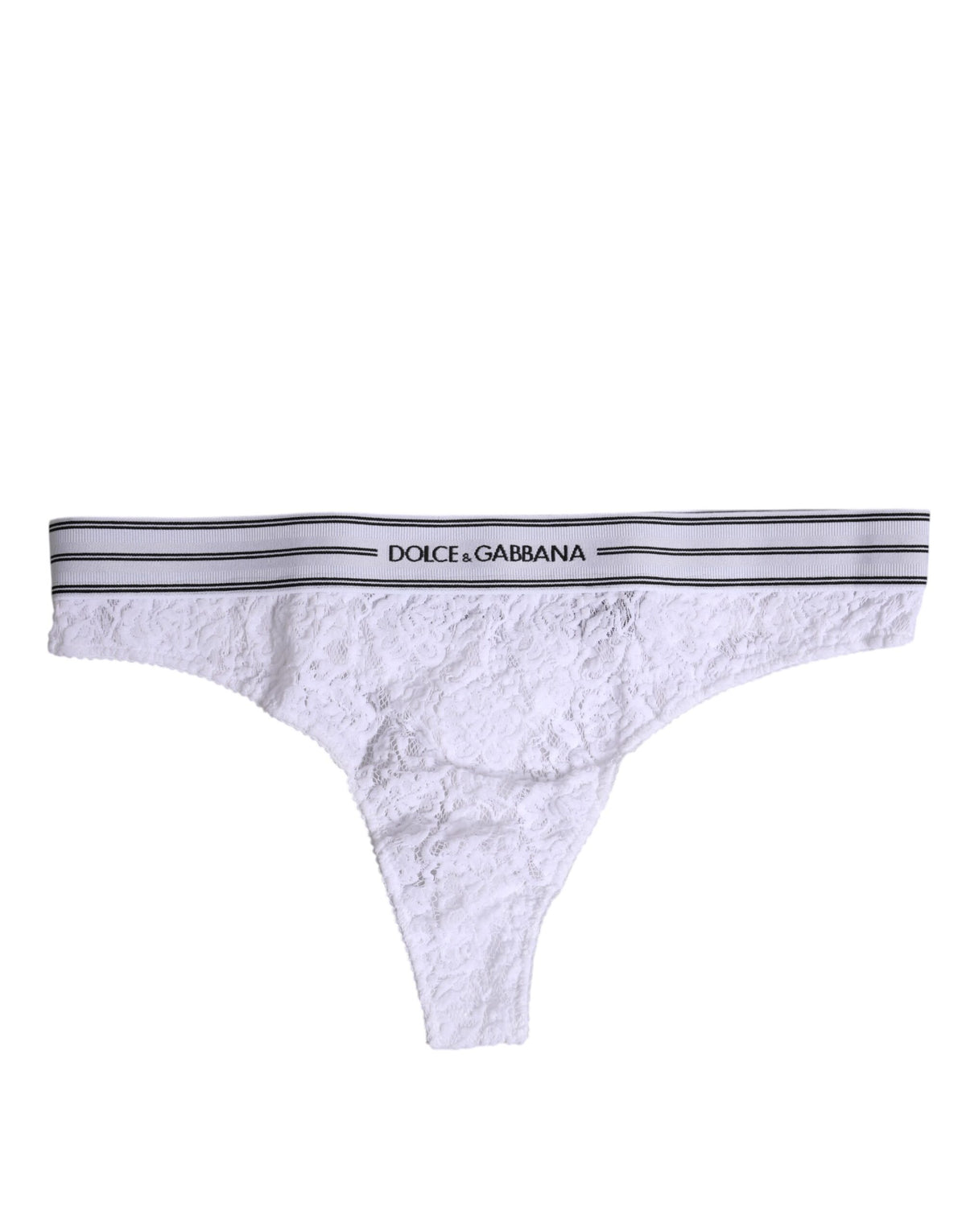 Dolce & Gabbana Weißes Nylon-Höschen mit Blumenspitze