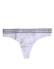 Dolce & Gabbana Weißes Nylon-Höschen mit Blumenspitze