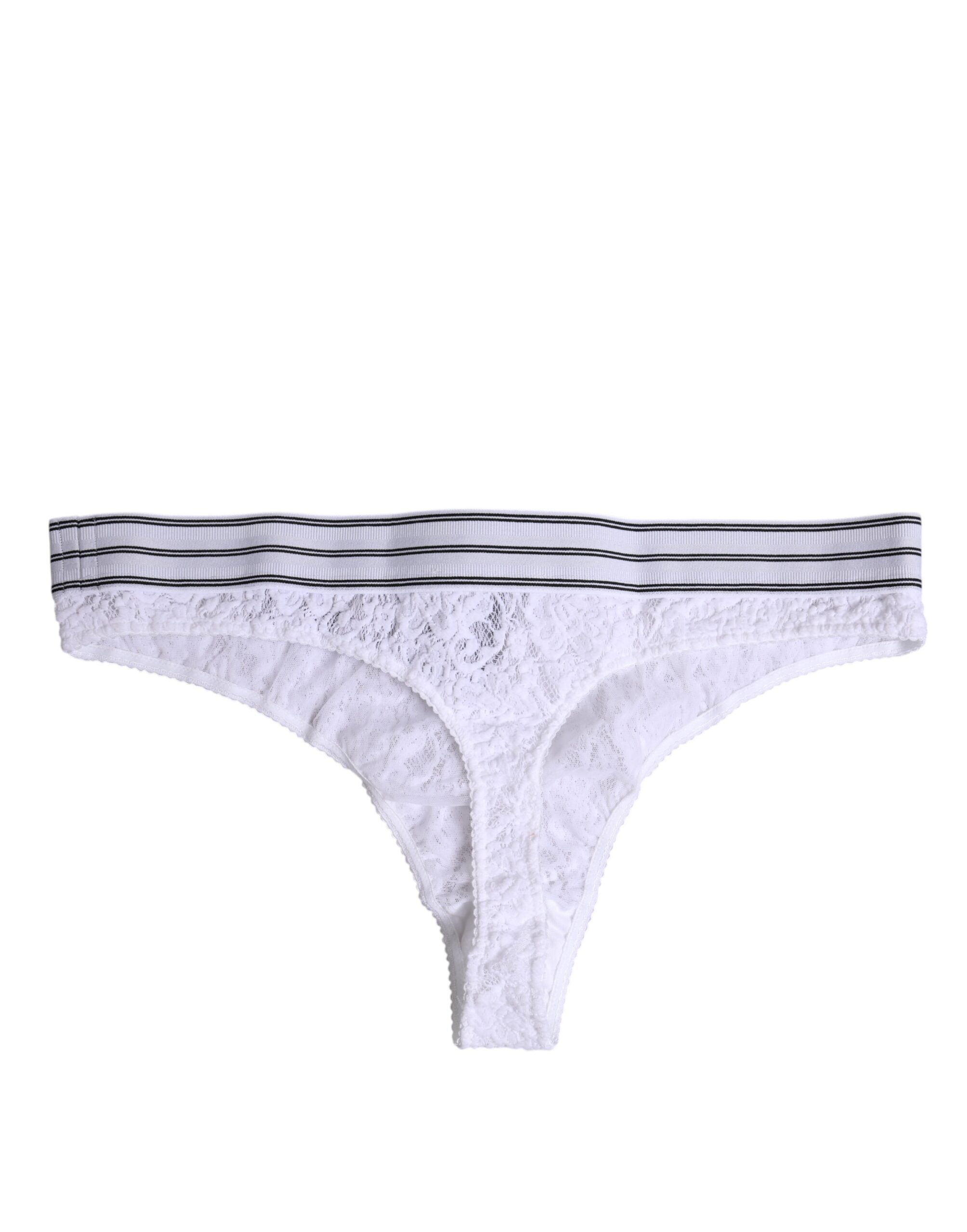 Dolce & Gabbana Weißes Nylon-Höschen mit Blumenspitze